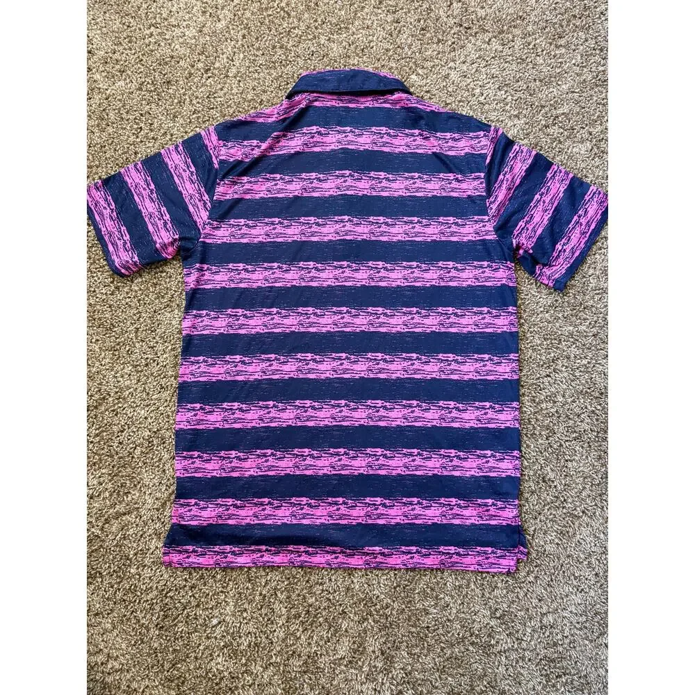 Adidas Golf Painted Striped Short Sleeve Performance Polo Mens Size Small Nylon